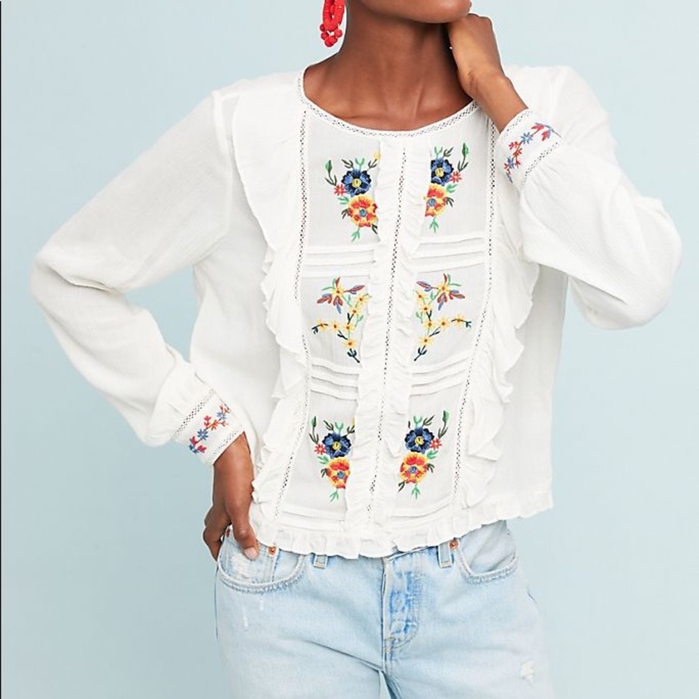 Anthropologies floral blouse, size 8